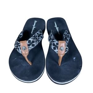 Tommy Bahama‎ Womens Sandals Size 7 Black White Tribal Pattern Flip Flop
